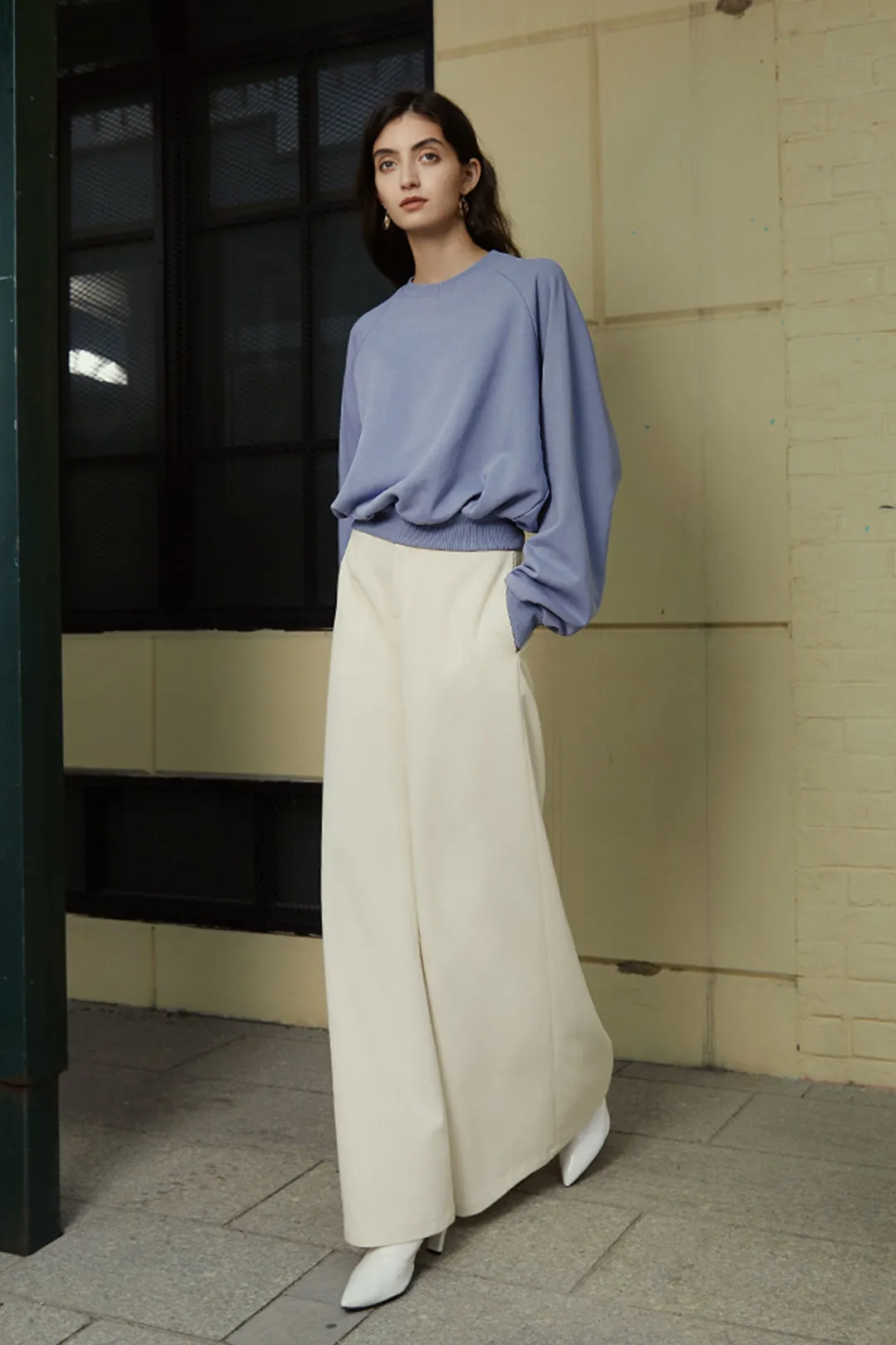 A-line wide-leg pants | Beige wide-leg pants | Casual slacks