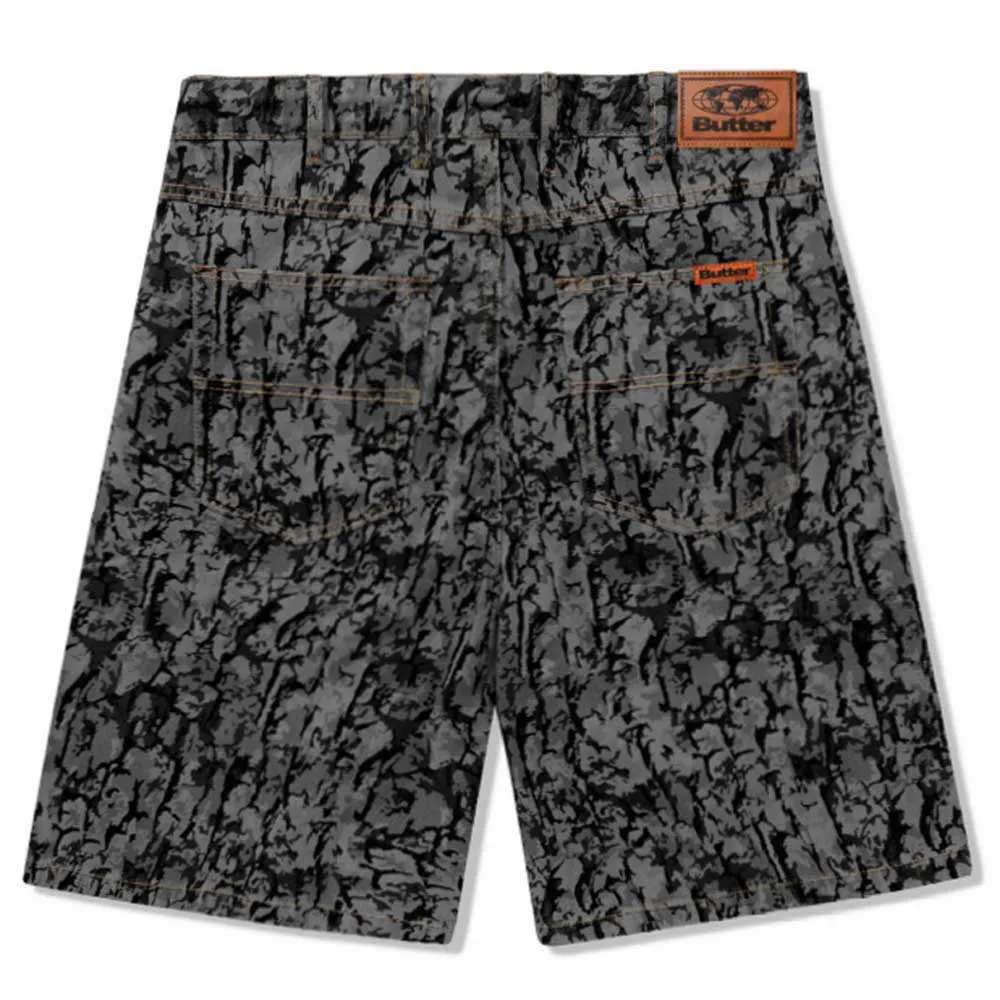 Bark Camo Black Denim Shorts Butter Goods