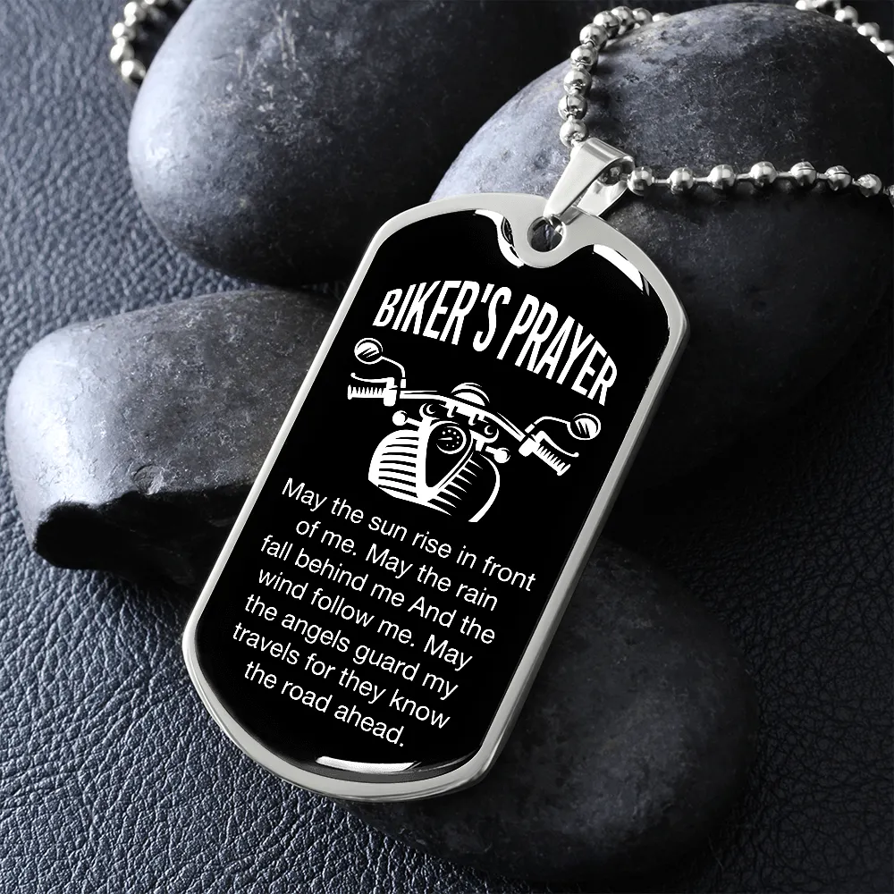 Biker's Prayer, May The Sun Rise In Front of Me - Dog Tag Necklace - Gift for Him