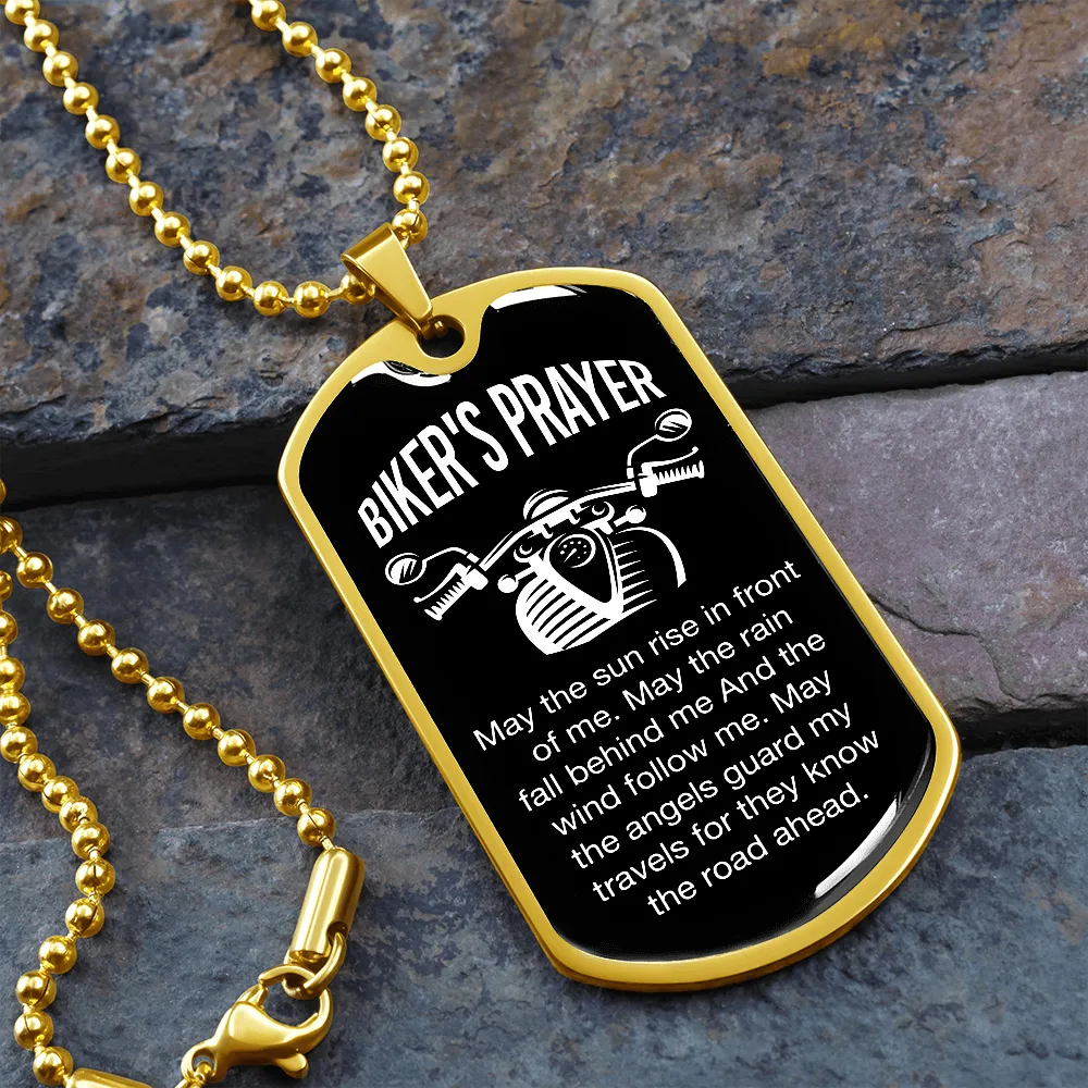 Biker's Prayer, May The Sun Rise In Front of Me - Dog Tag Necklace - Gift for Him
