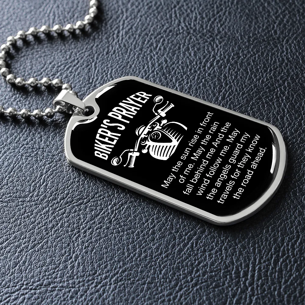 Biker's Prayer, May The Sun Rise In Front of Me - Dog Tag Necklace - Gift for Him