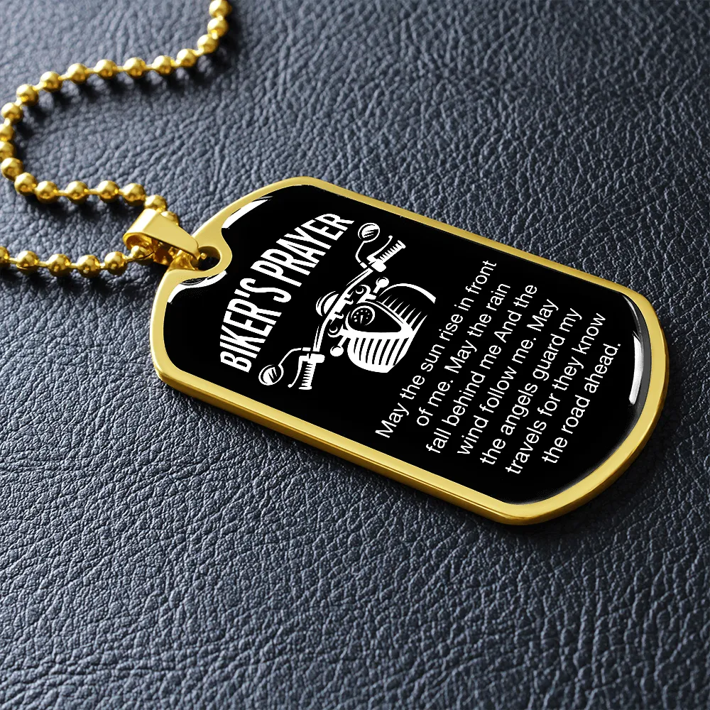Biker's Prayer, May The Sun Rise In Front of Me - Dog Tag Necklace - Gift for Him