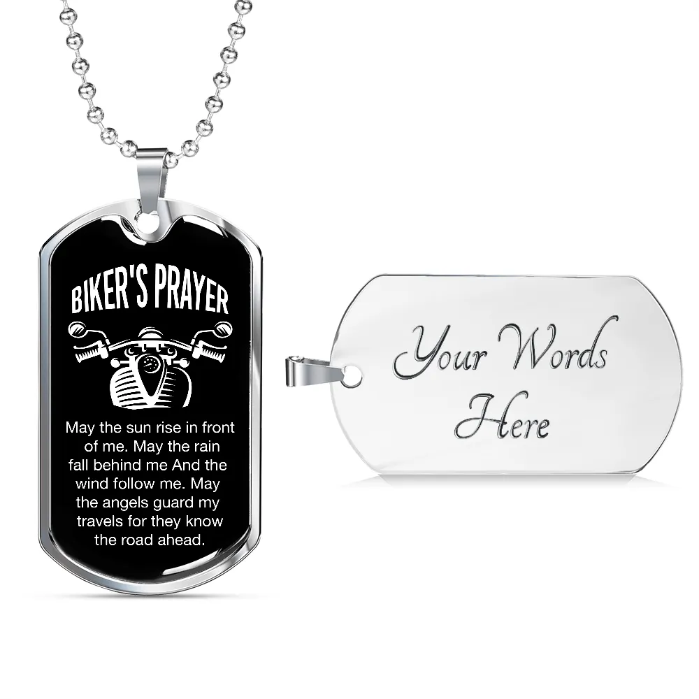 Biker's Prayer, May The Sun Rise In Front of Me - Dog Tag Necklace - Gift for Him