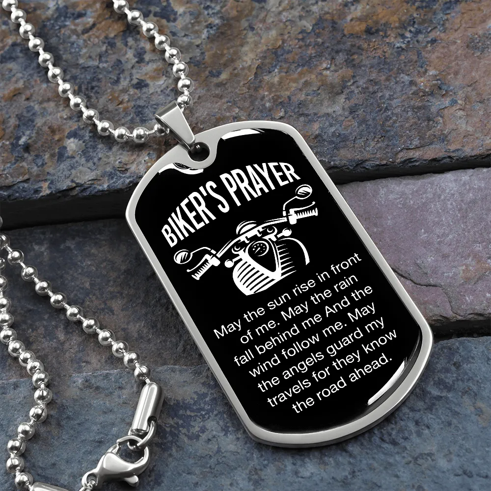 Biker's Prayer, May The Sun Rise In Front of Me - Dog Tag Necklace - Gift for Him
