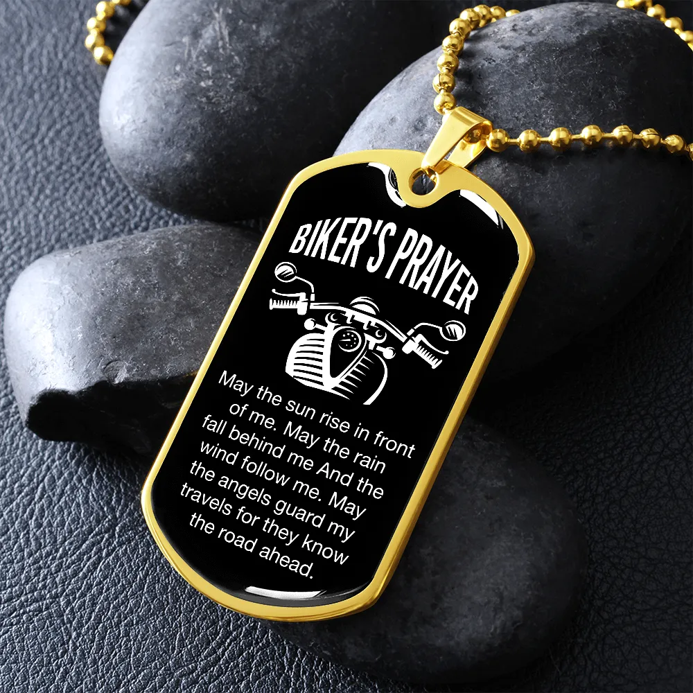 Biker's Prayer, May The Sun Rise In Front of Me - Dog Tag Necklace - Gift for Him