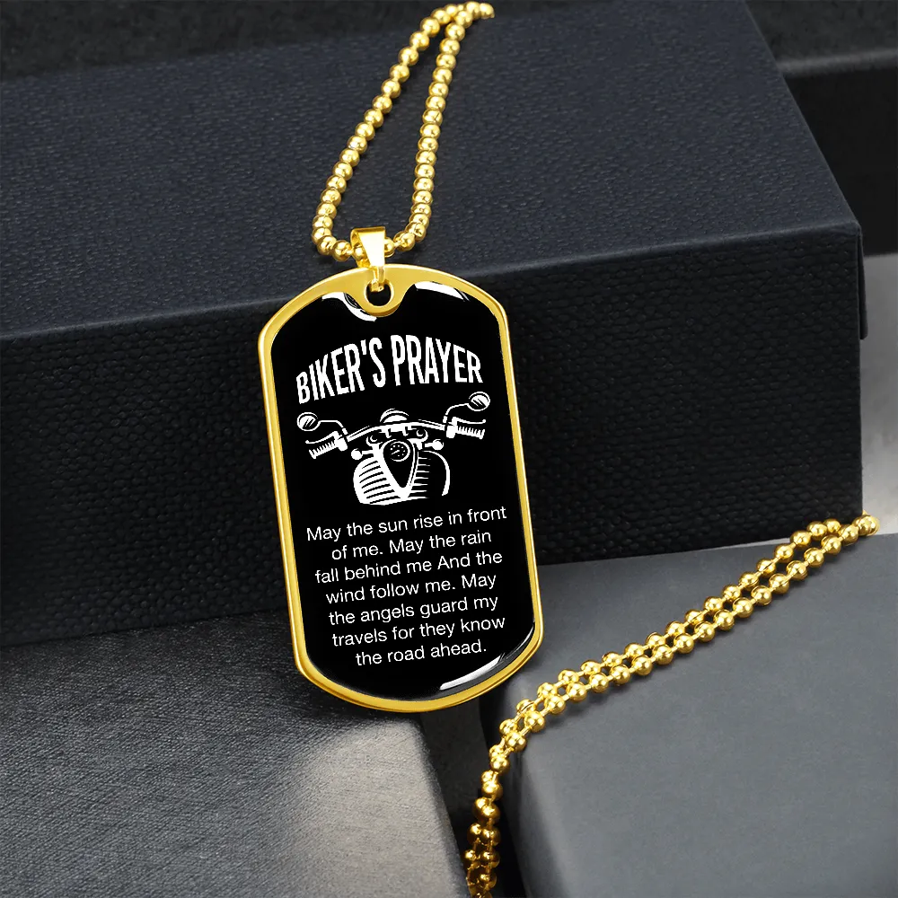 Biker's Prayer, May The Sun Rise In Front of Me - Dog Tag Necklace - Gift for Him