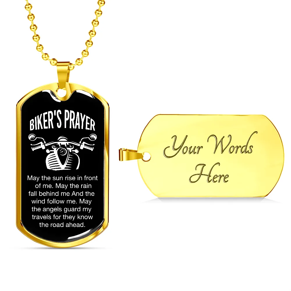 Biker's Prayer, May The Sun Rise In Front of Me - Dog Tag Necklace - Gift for Him