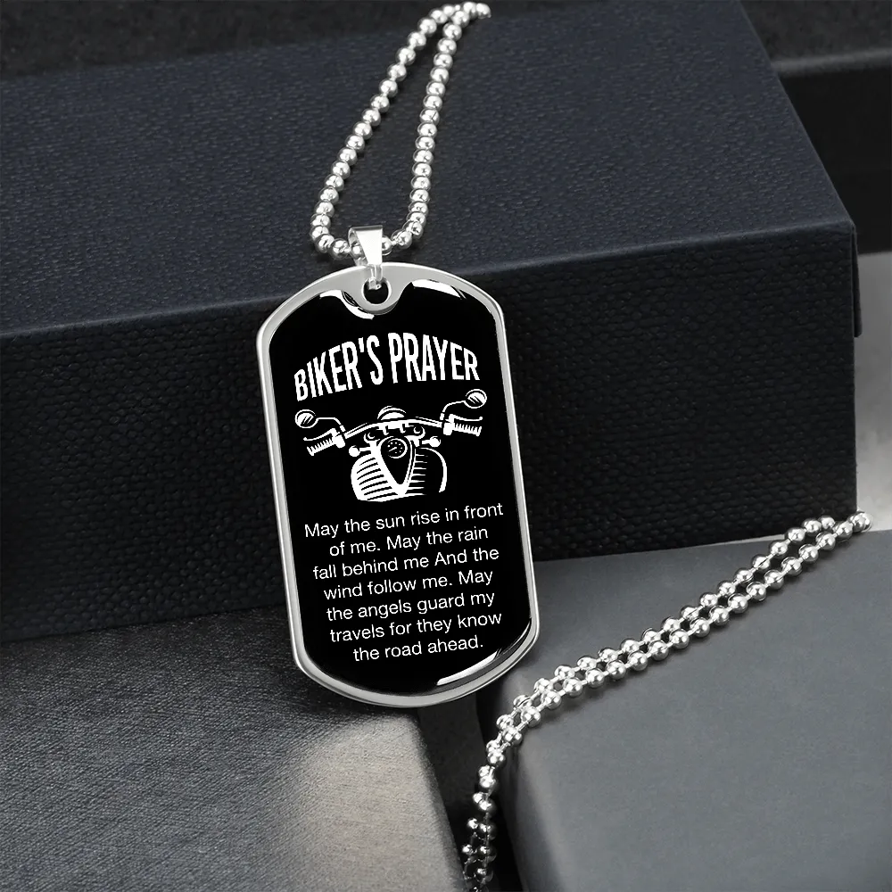 Biker's Prayer, May The Sun Rise In Front of Me - Dog Tag Necklace - Gift for Him