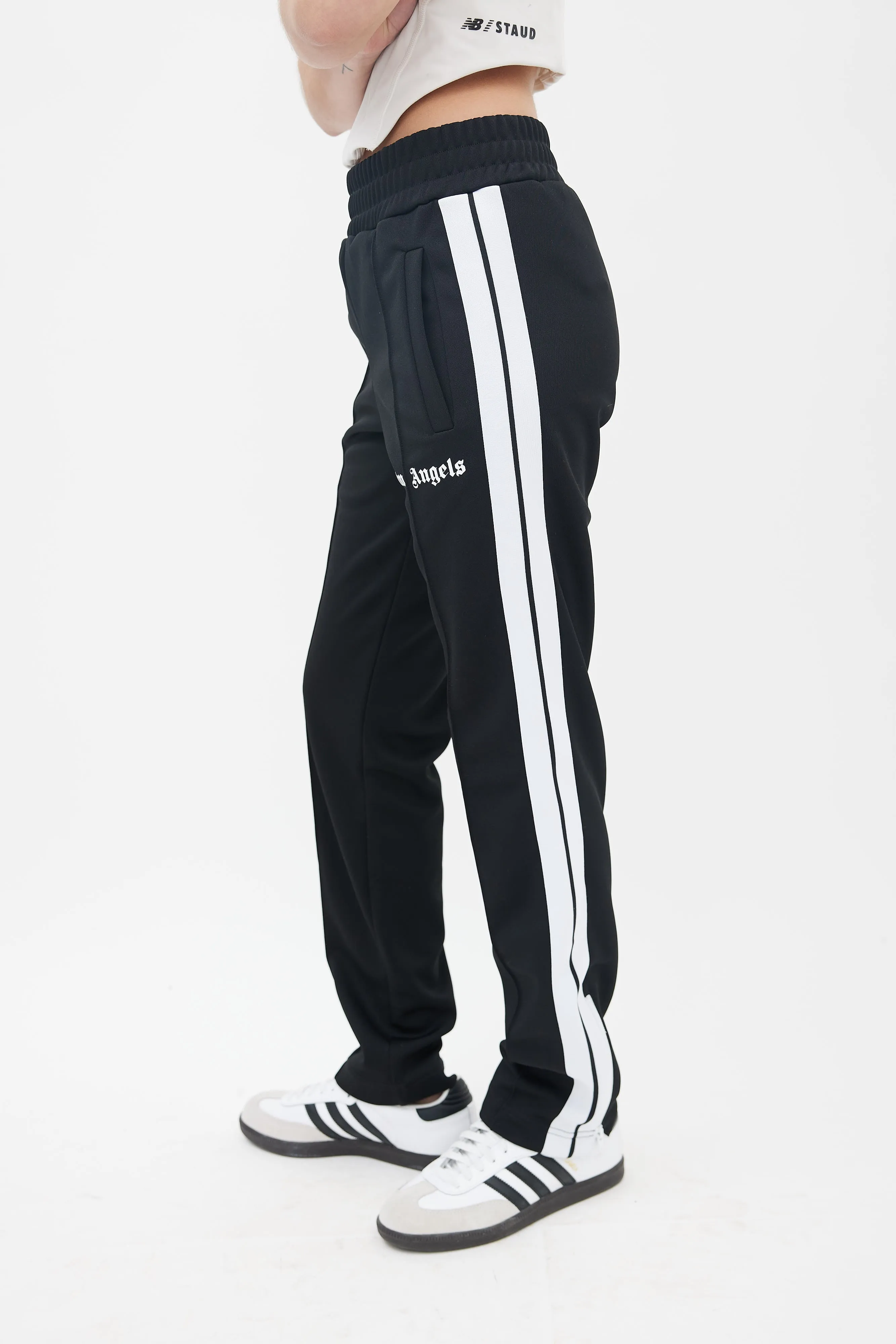 Black & White Stripe Logo Track Pant