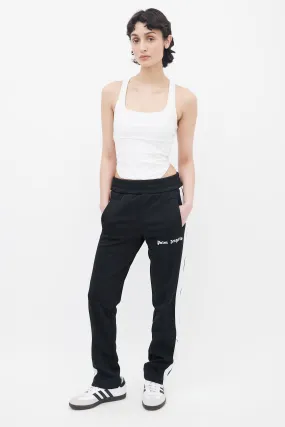 Black & White Stripe Logo Track Pant