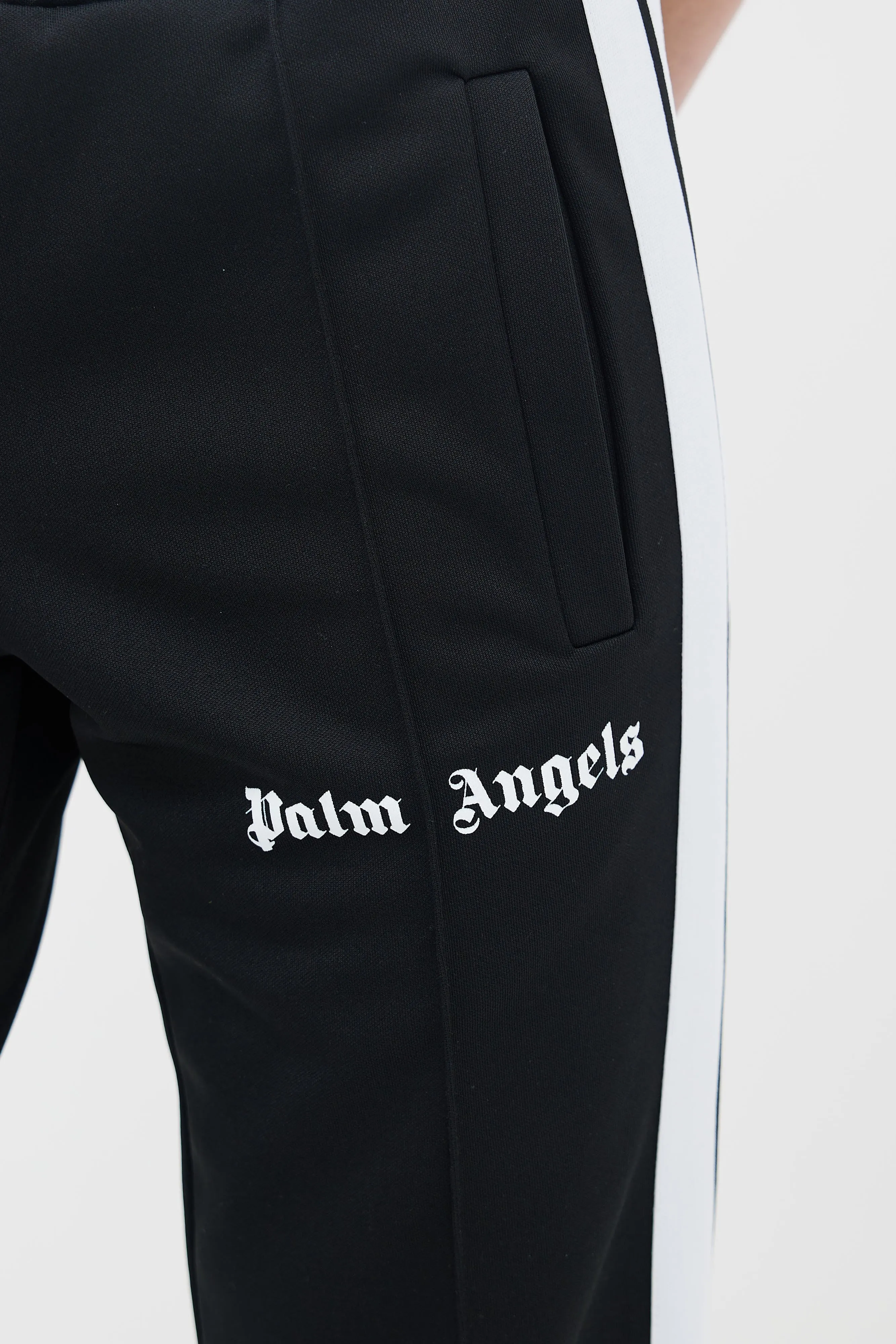 Black & White Stripe Logo Track Pant