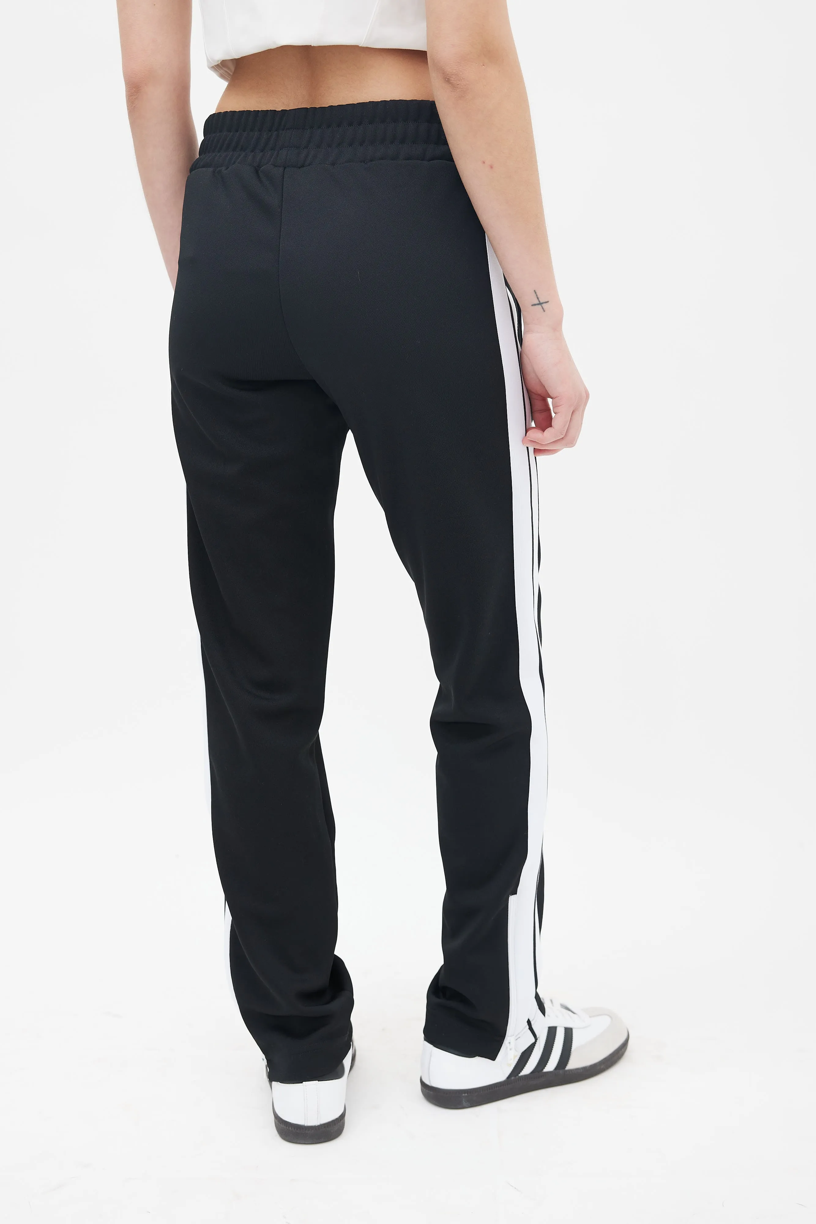 Black & White Stripe Logo Track Pant