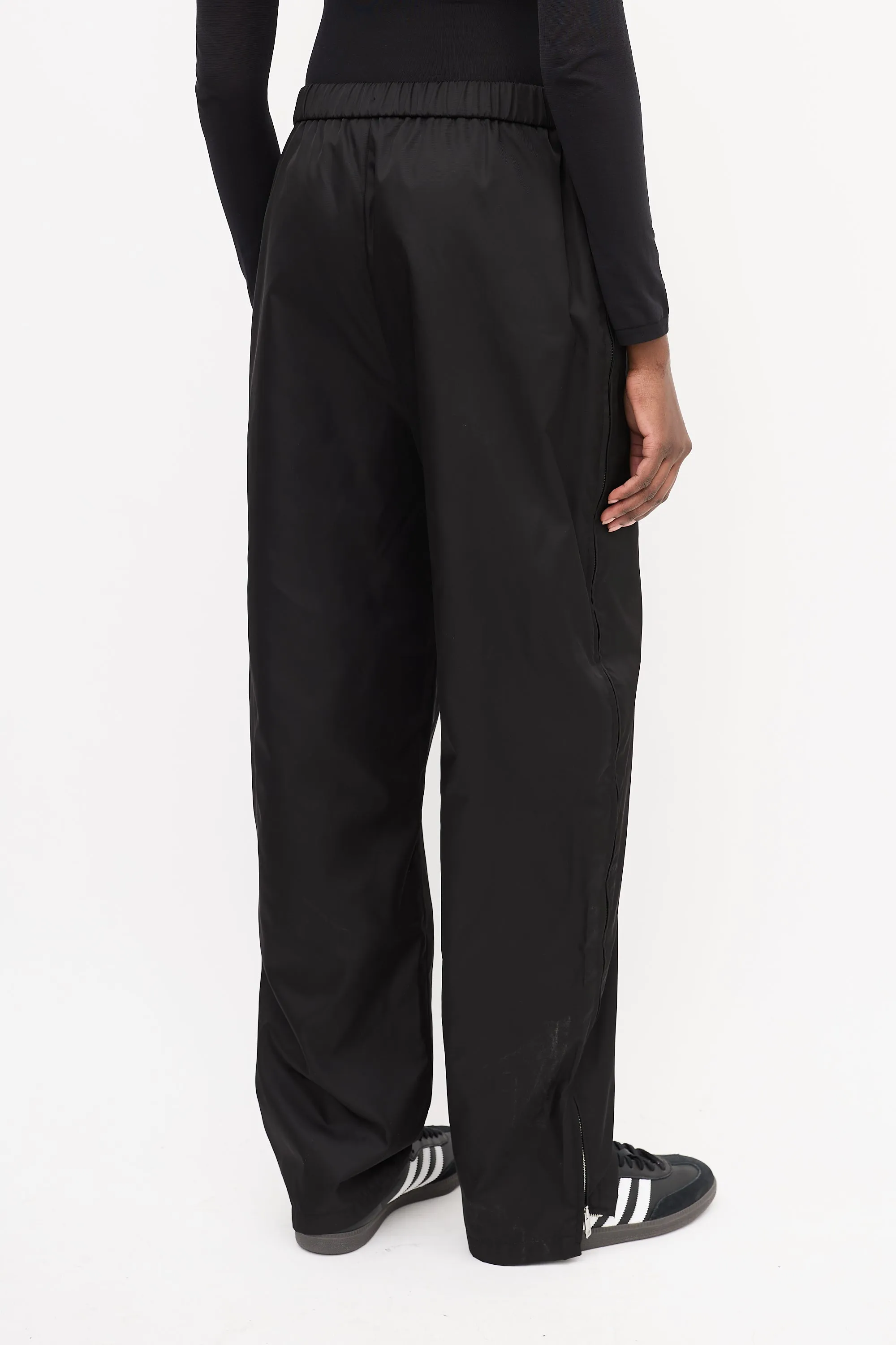 Black Nylon Triangle Logo Track Pant