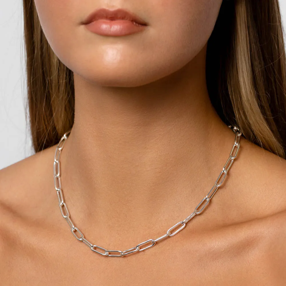 Boyfriend Paperclip Chain Necklace in Silver