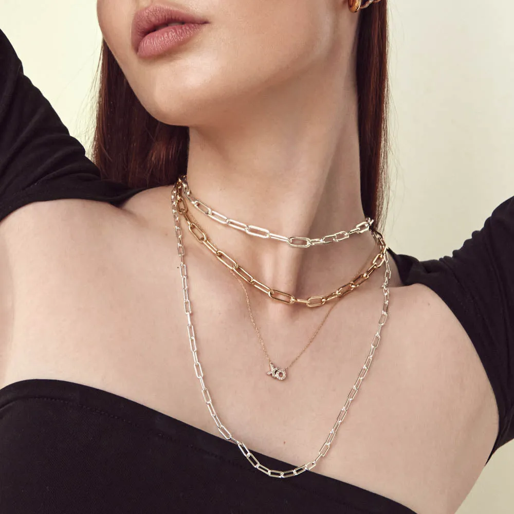 Boyfriend Paperclip Chain Necklace in Silver