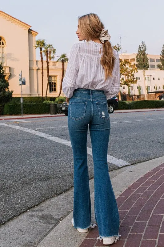 City Chic High Rise Distressed Flare Jean