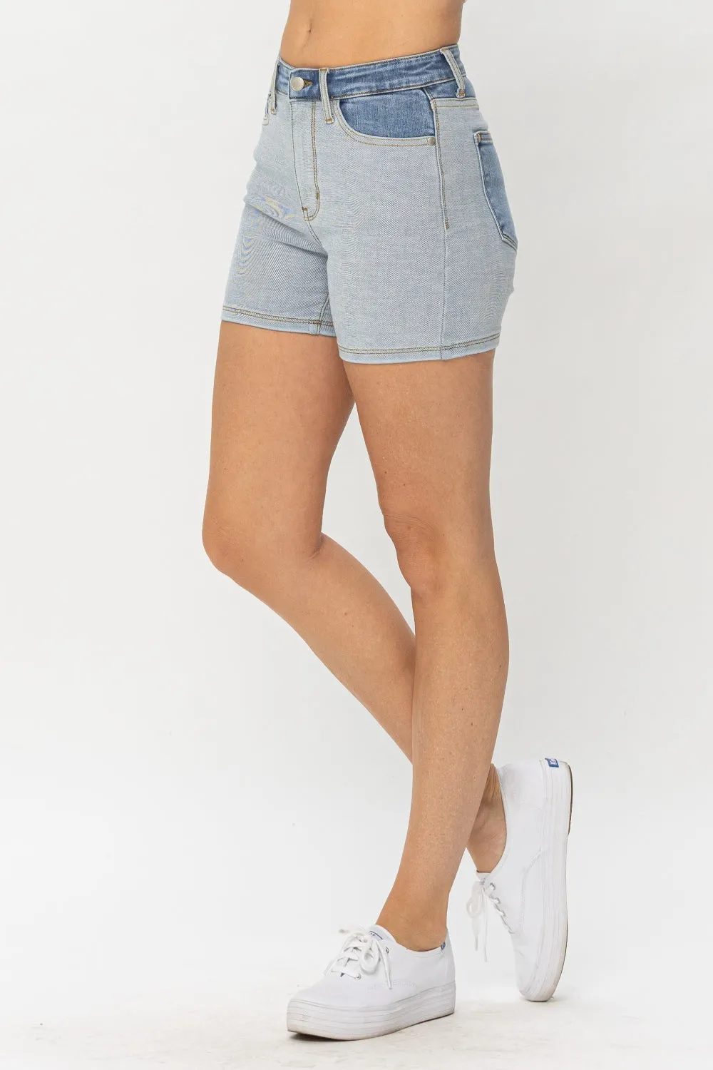 Color Block Denim Shorts by Judy Blue