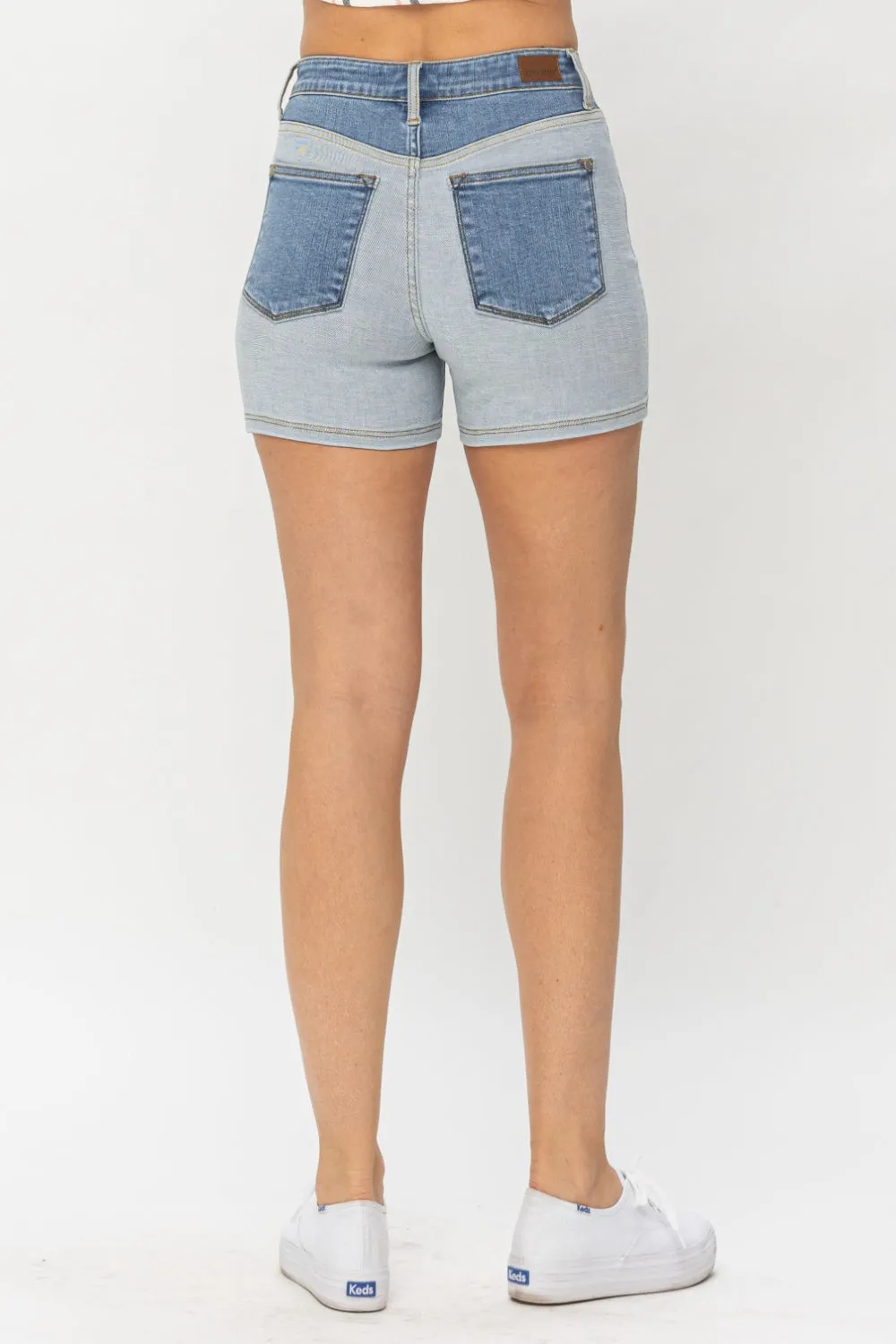 Color Block Denim Shorts by Judy Blue
