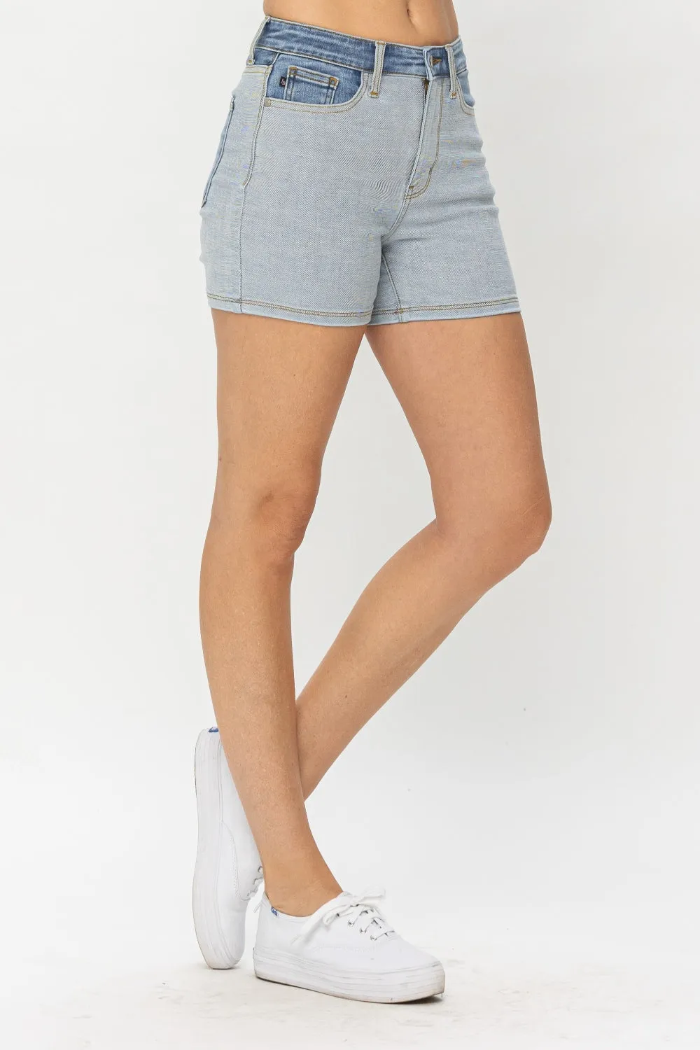 Color Block Denim Shorts by Judy Blue
