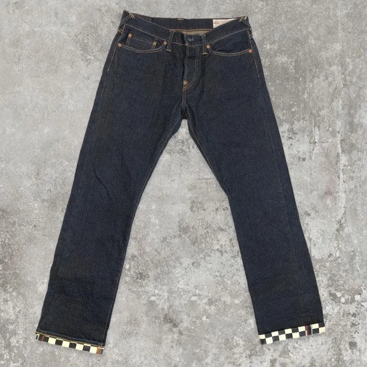 Evisu White and Black Checkered Daicock Japanese Selvedge Denim Jeans