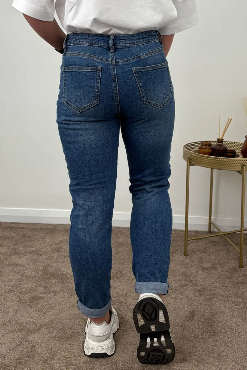 Ex M&Co Boyfriend Petite Jeans Denim Blue