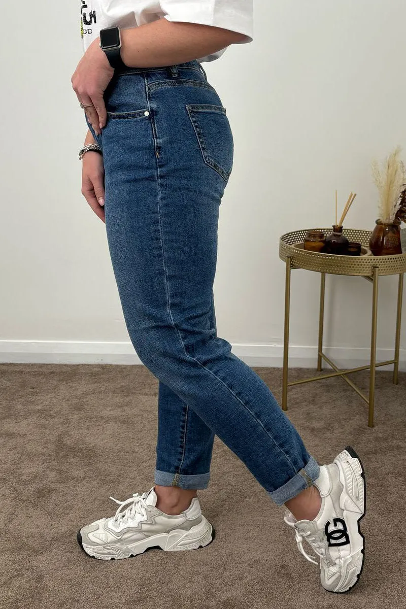 Ex M&Co Boyfriend Petite Jeans Denim Blue