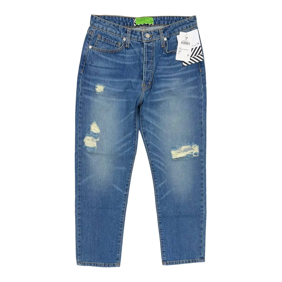 Free People x Sandrine Rose Distressed Straight Jeans Indigo Size 29