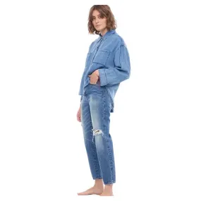 Free People x Sandrine Rose Distressed Straight Jeans Indigo Size 29