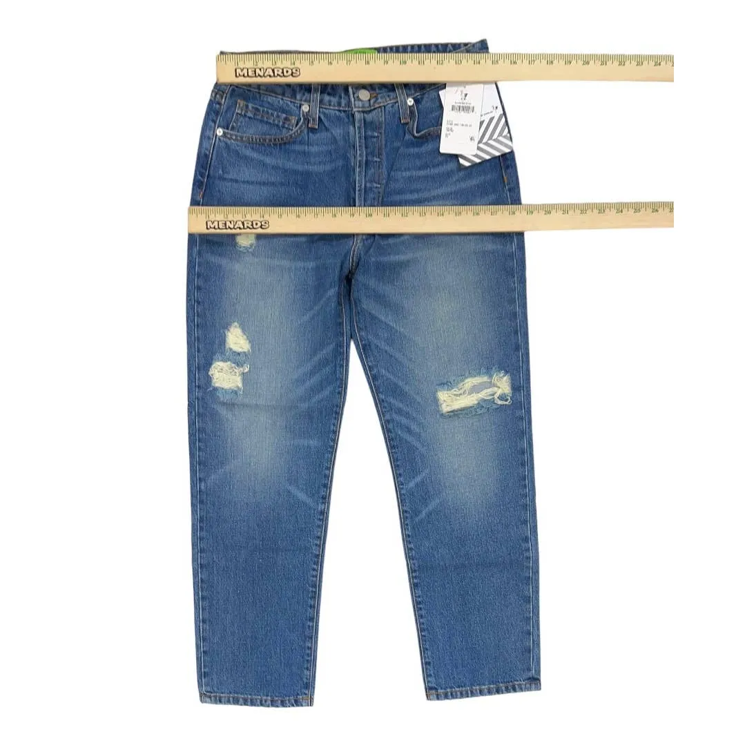 Free People x Sandrine Rose Distressed Straight Jeans Indigo Size 29