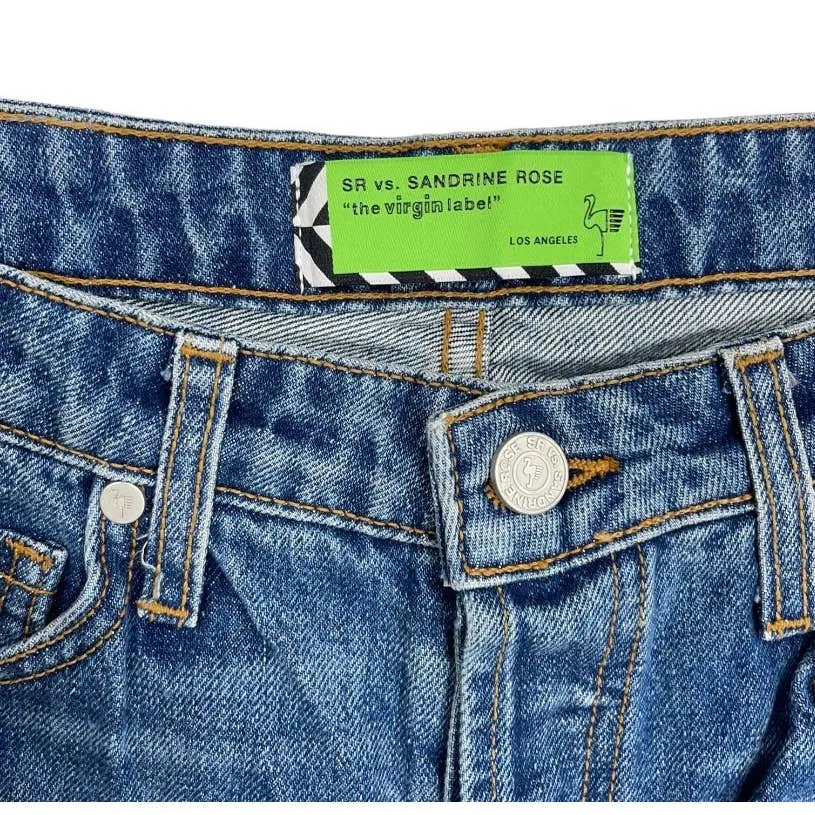 Free People x Sandrine Rose Distressed Straight Jeans Indigo Size 29