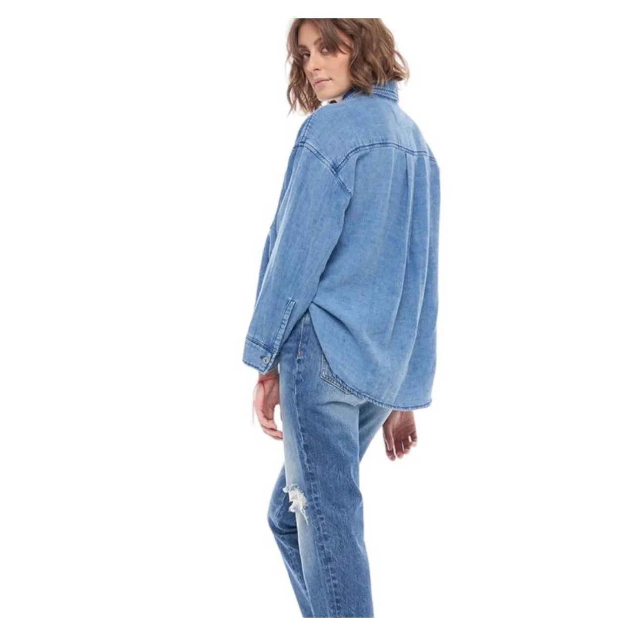 Free People x Sandrine Rose Distressed Straight Jeans Indigo Size 29
