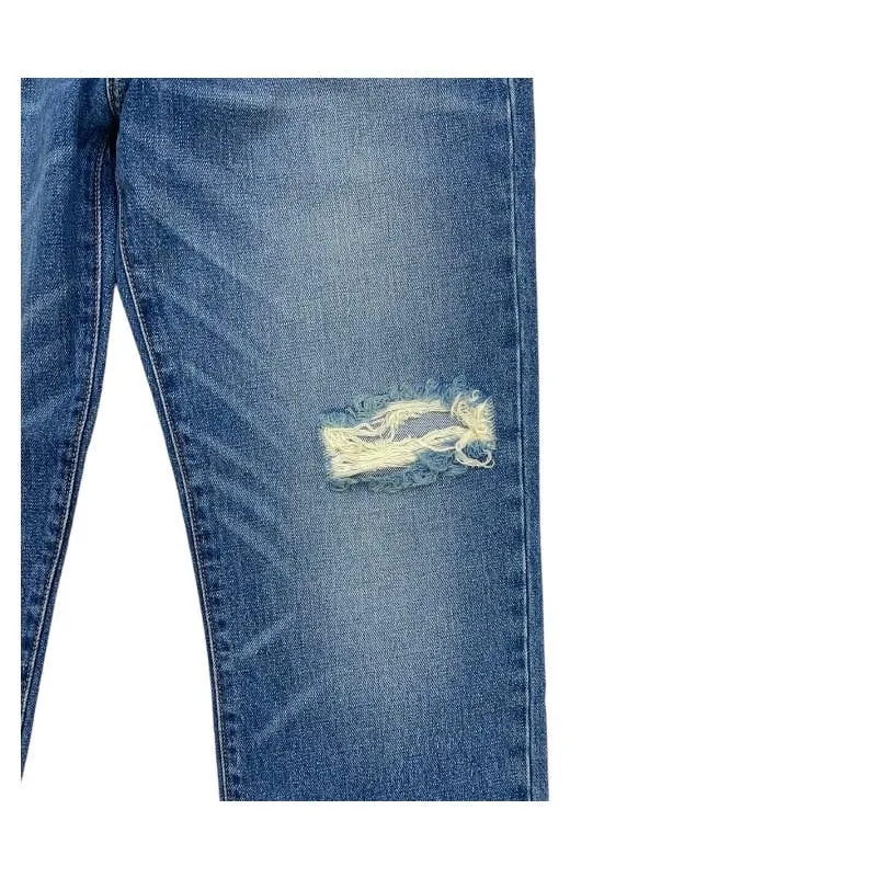 Free People x Sandrine Rose Distressed Straight Jeans Indigo Size 29