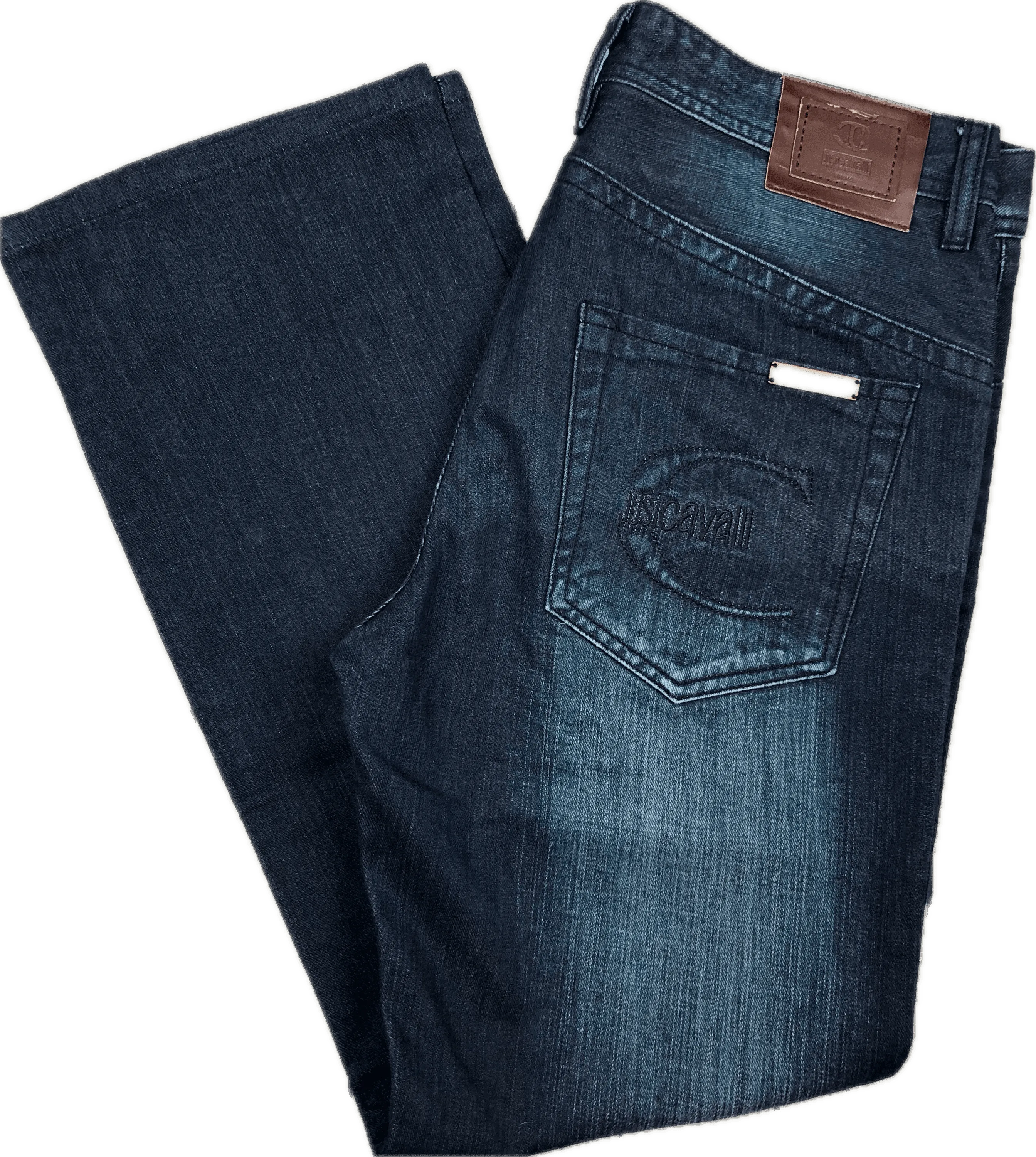Just Cavalli Italian Dark Wash Distressed Jeans - Size 33