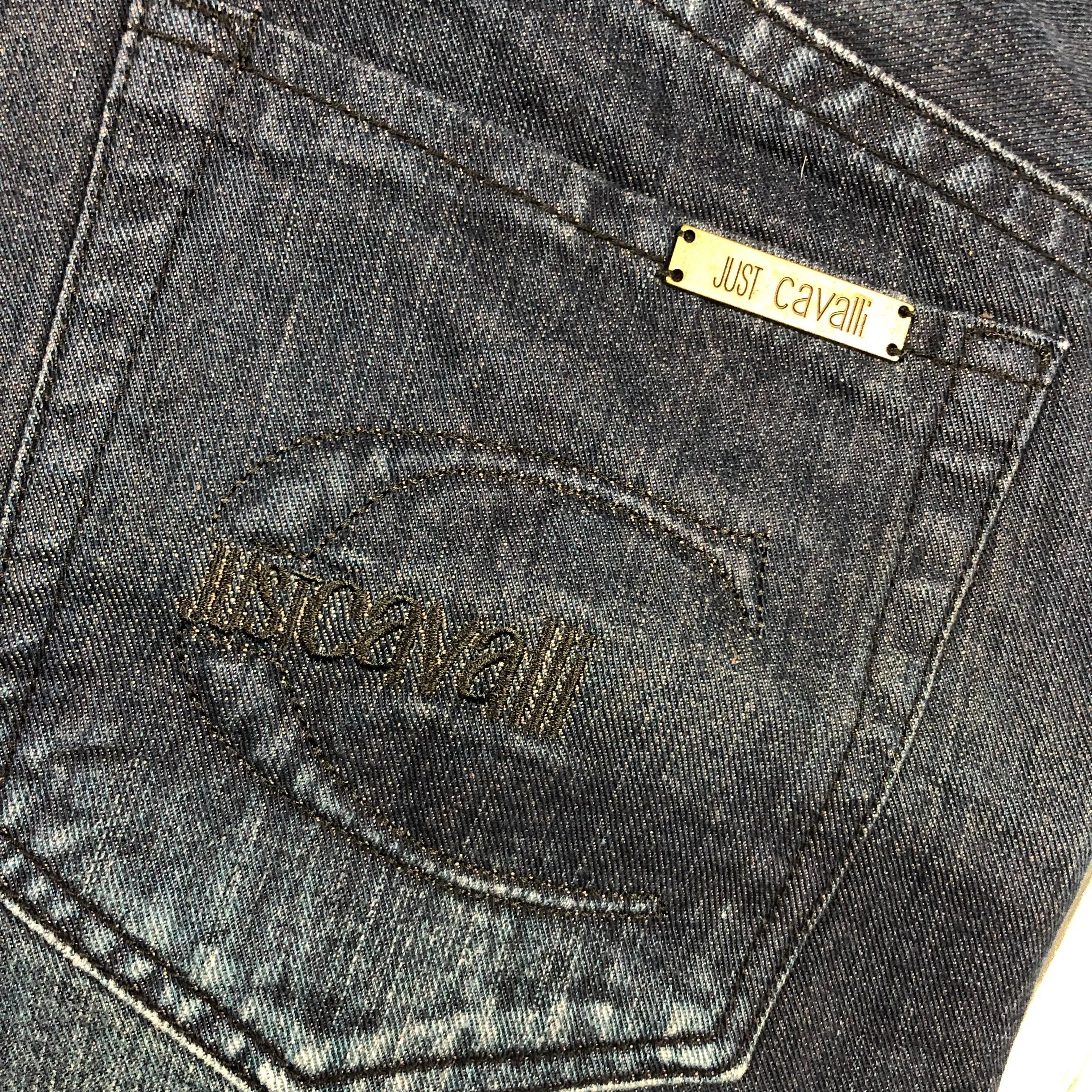 Just Cavalli Italian Dark Wash Distressed Jeans - Size 33
