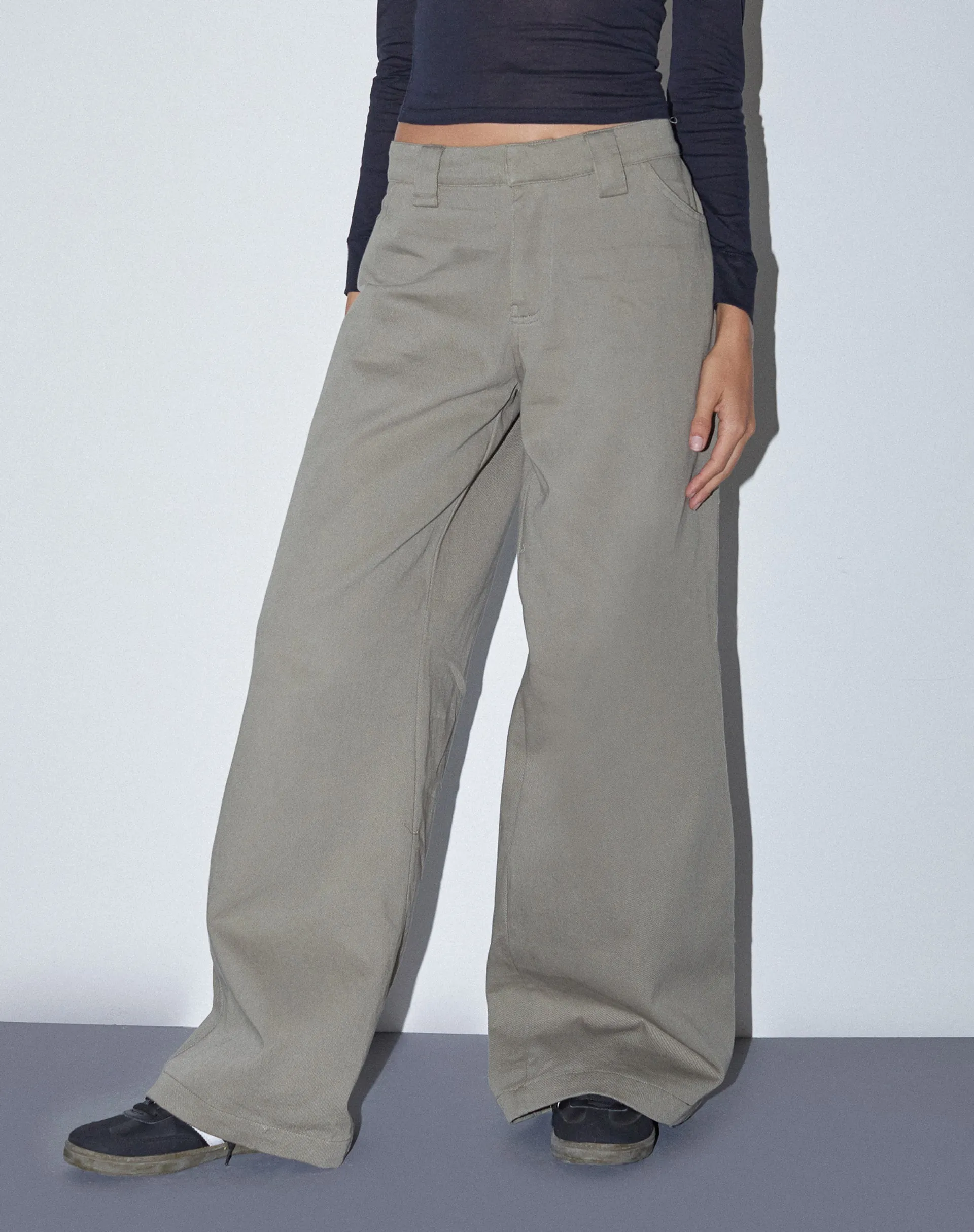 Kaomy Wide Leg Trouser in Slate Green