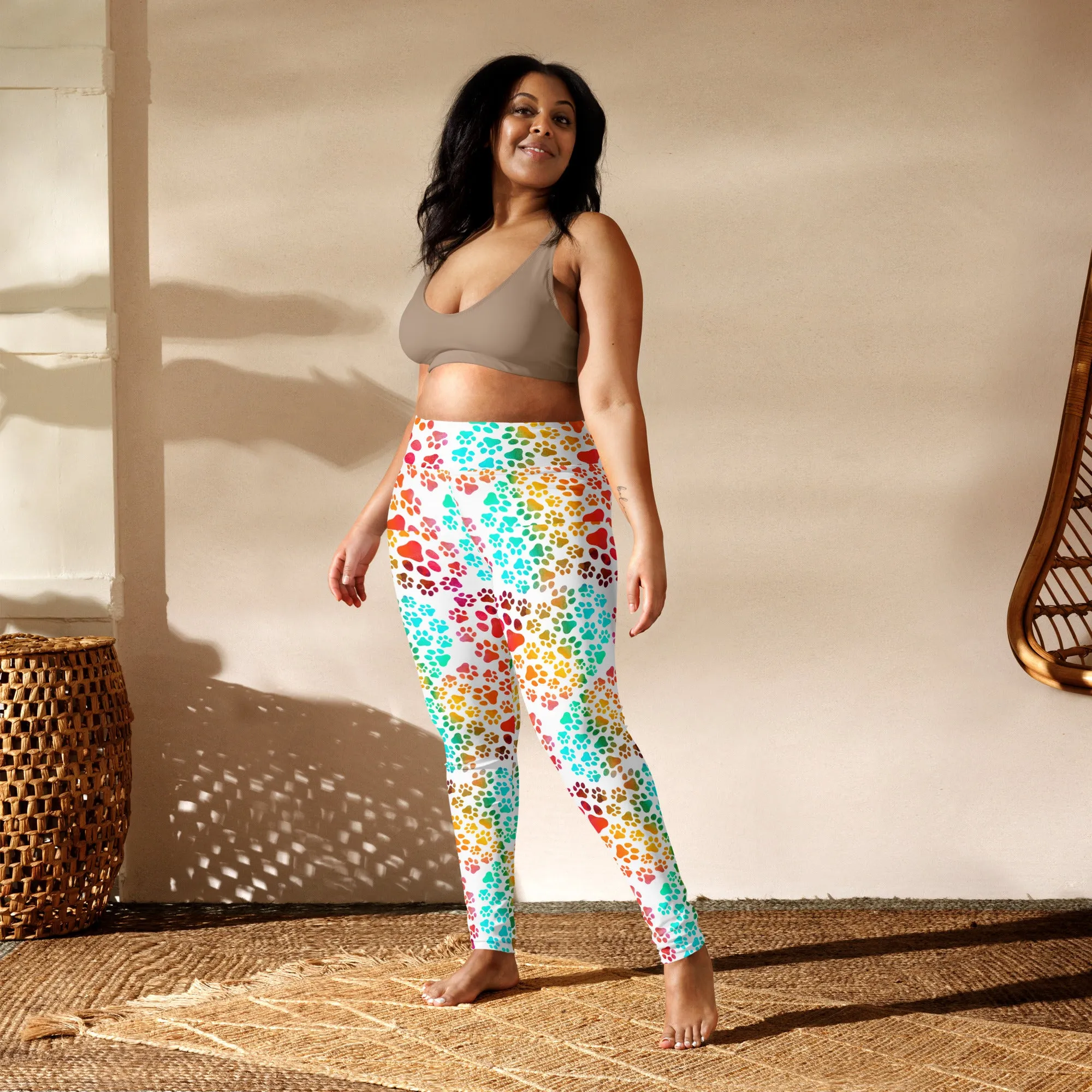 Prismatic Pawprints Yoga Leggings