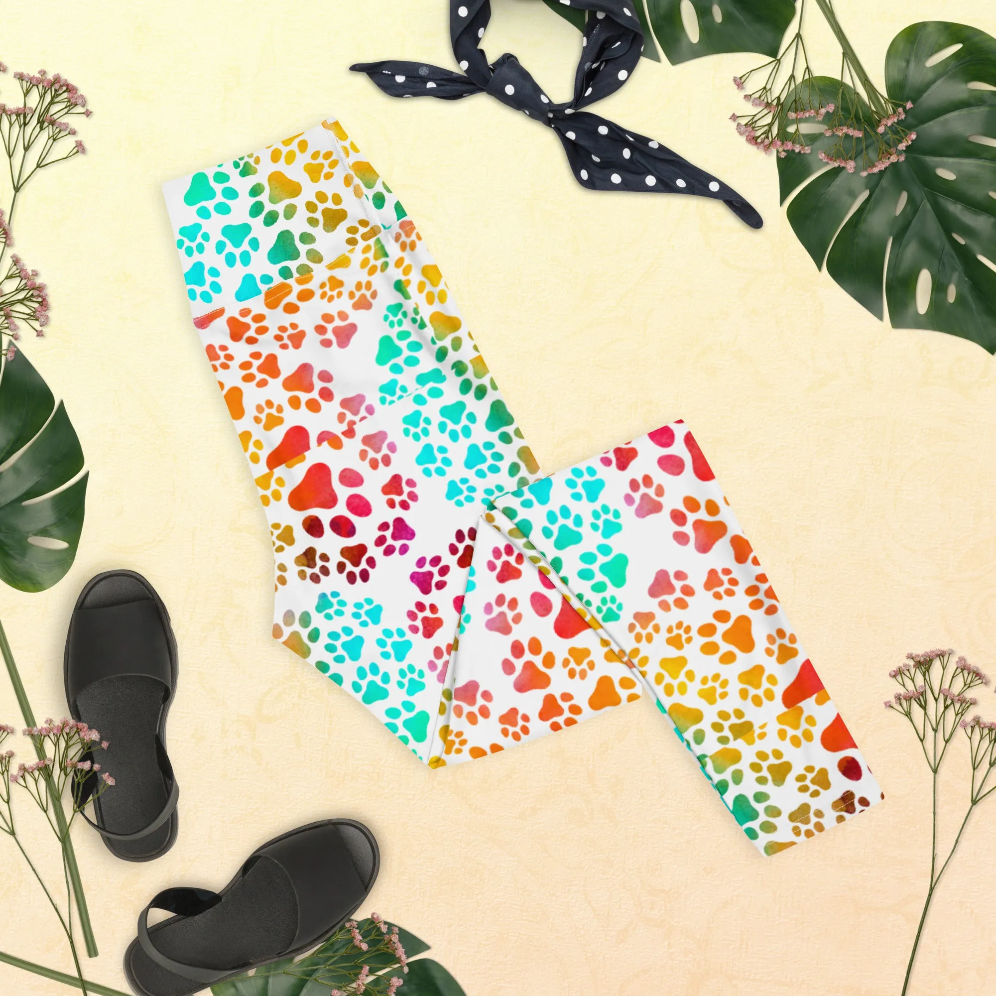 Prismatic Pawprints Yoga Leggings