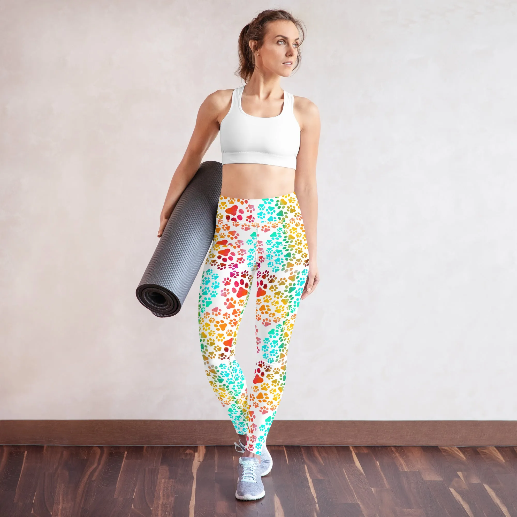 Prismatic Pawprints Yoga Leggings