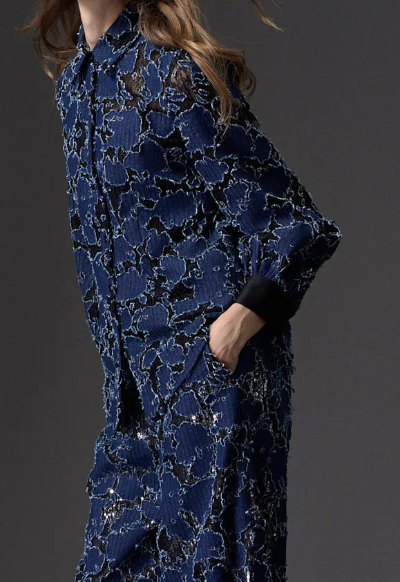 Reconstructed Denim Lace Wide Leg Pants