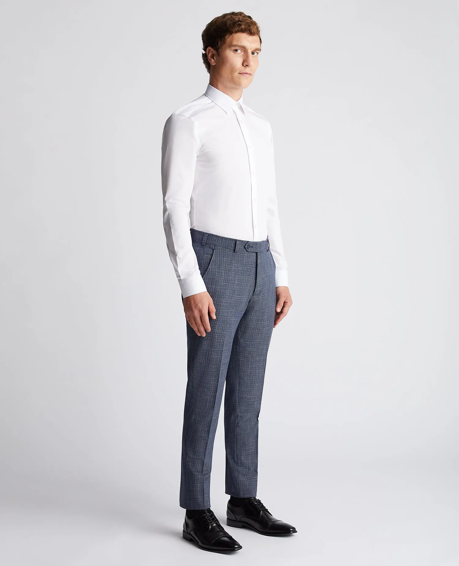 Slim Leg Checked   Stretch Formal Trousers