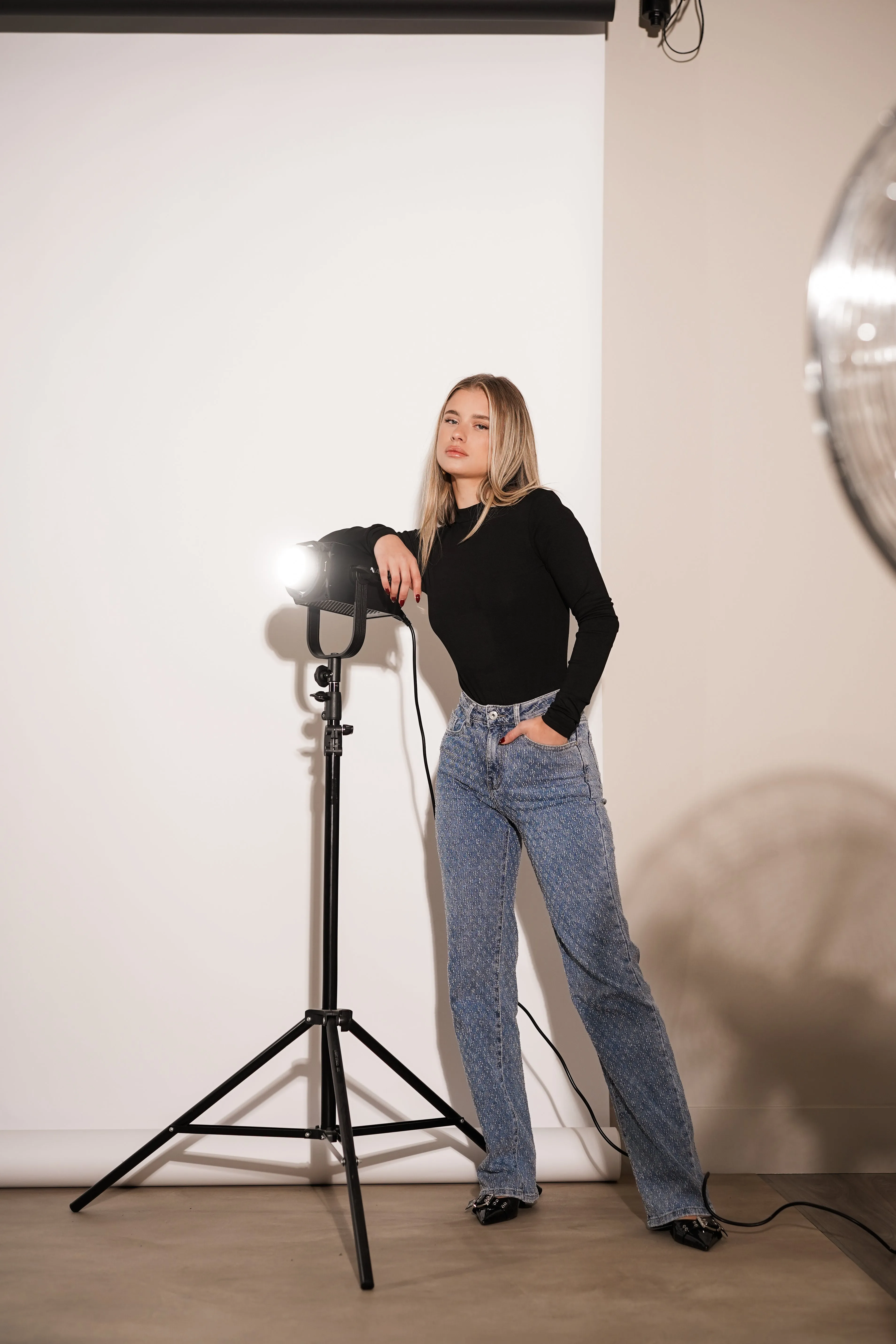 Straight leg jeans met print blauw - Ayla