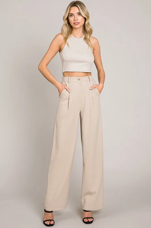 Twill Wide Leg Trousers