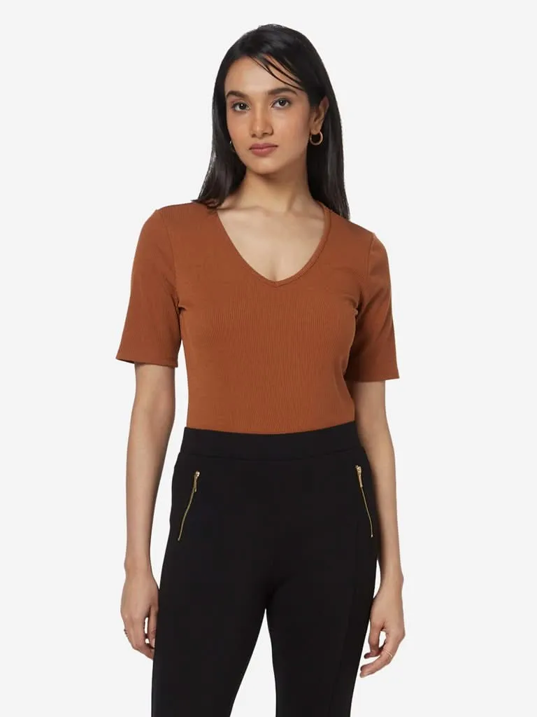 Wardrobe Tan Nexa Ribbed Top