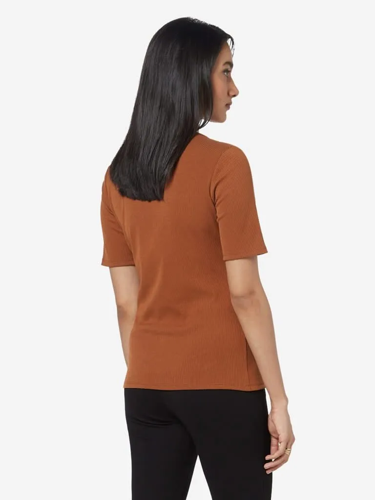 Wardrobe Tan Nexa Ribbed Top
